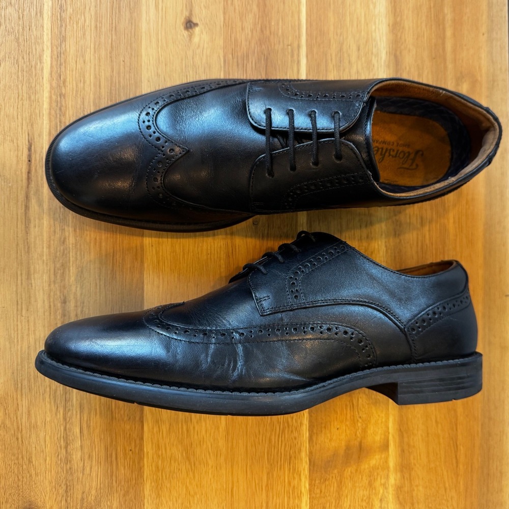 Florsheim Men 8 M Black Leather Santucci Wingtip Oxford Brogue Dress Shoes